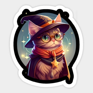 Witch Cat Wishes Happy Meowloween Sticker